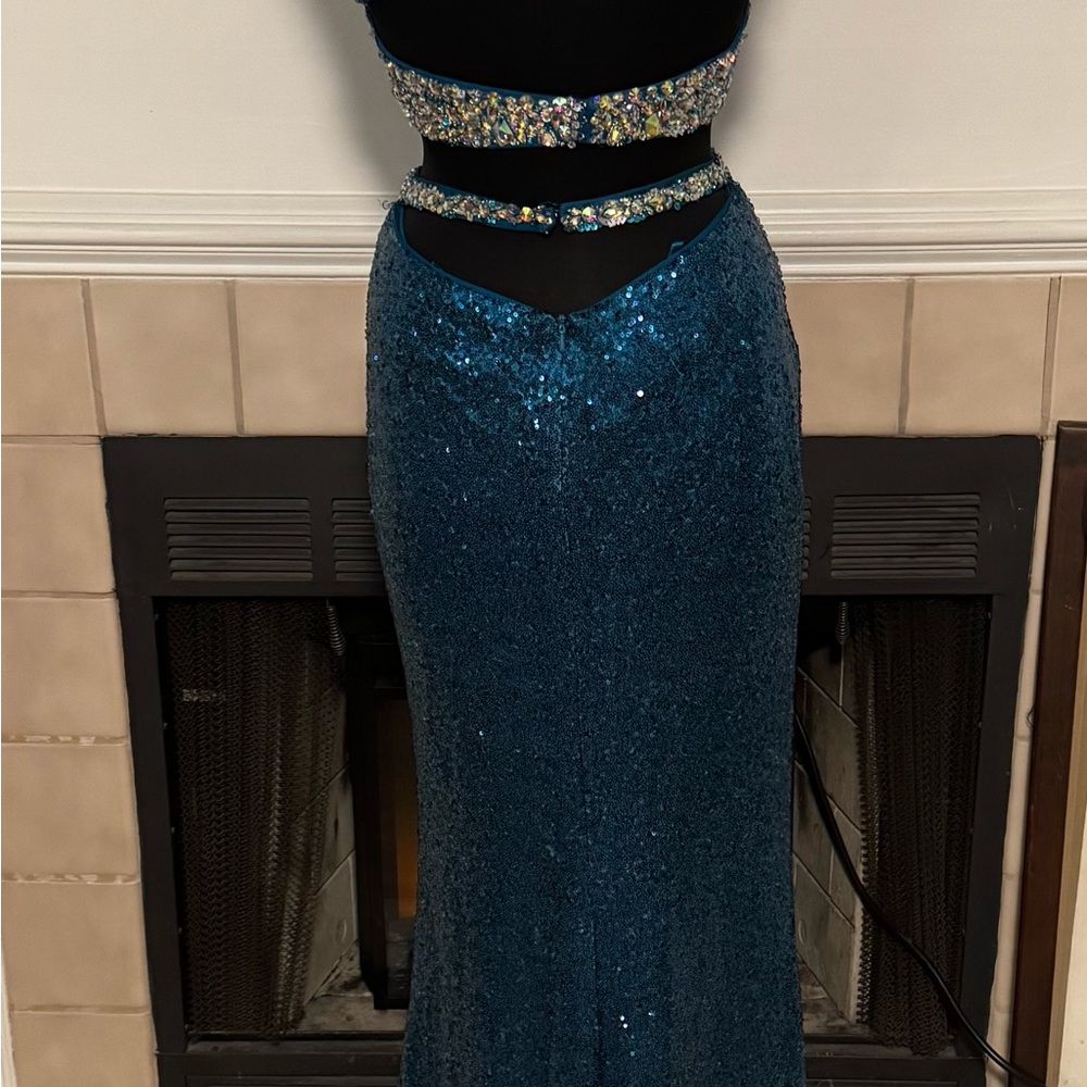 Faviana Multi Colored Jeweled and Sequin 2 Piece Dress - Picture 7 of 9